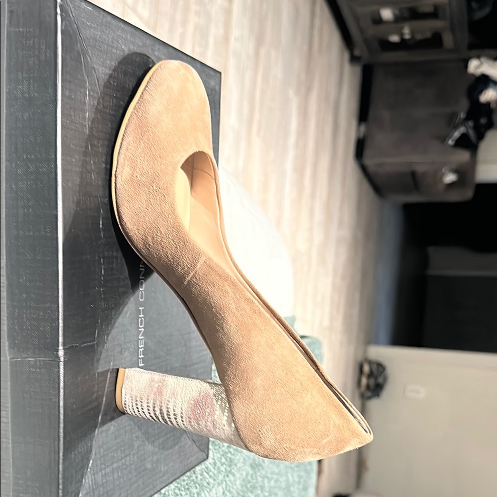 French Connection Tan Heels Elegant Suede Pumps